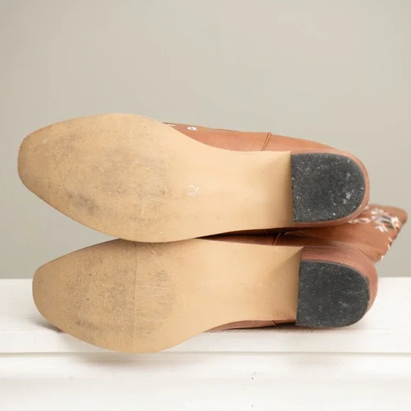 Floral Embroidered Western Cowgirl Boots Pointed Toe Festival Cute Country Boho - Picture 5 of 5